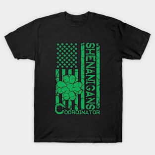 American Flag Shenanigans Coordinator St Patrick's Day T-Shirt